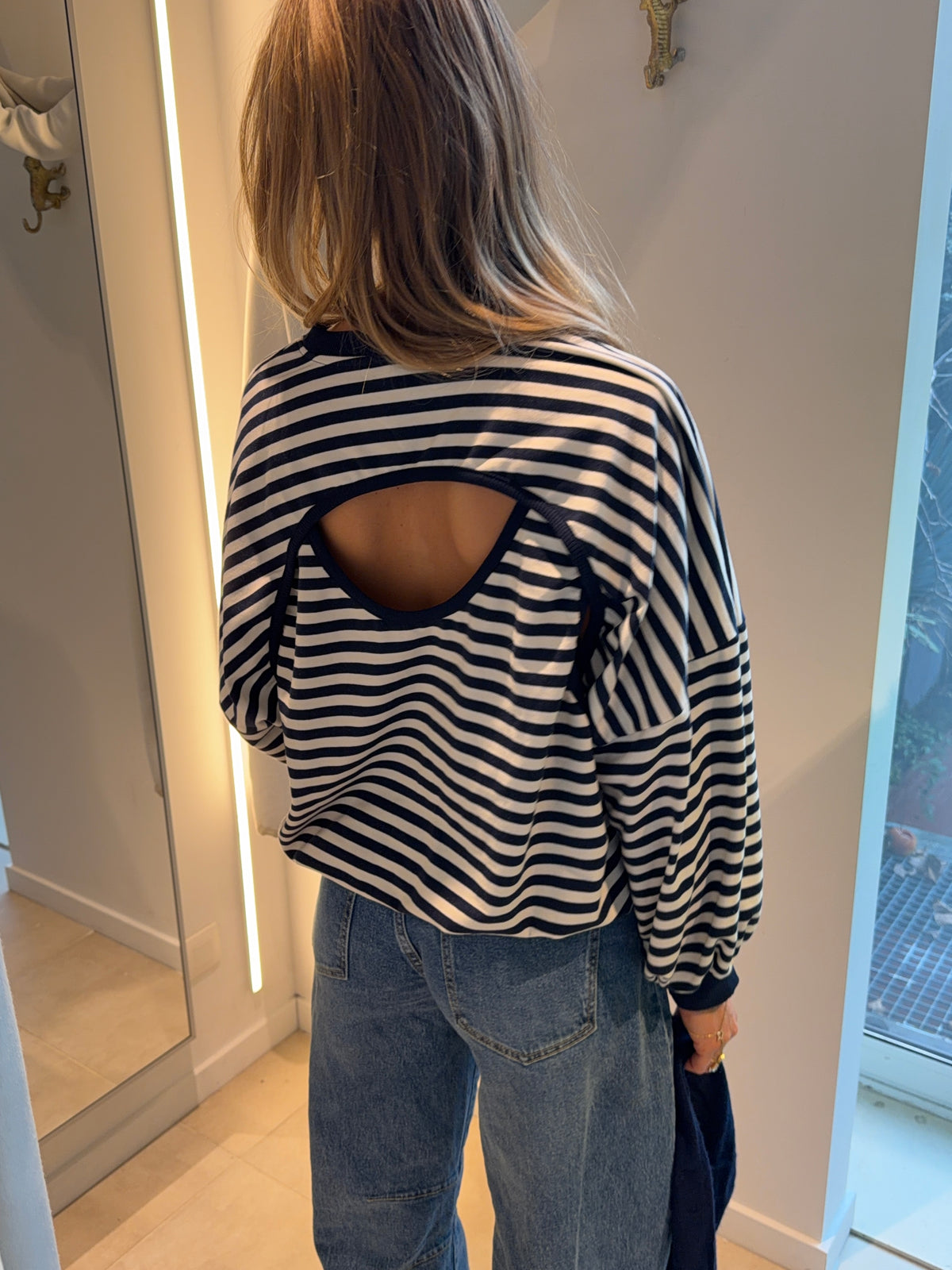 Striped Cut Out Sweater