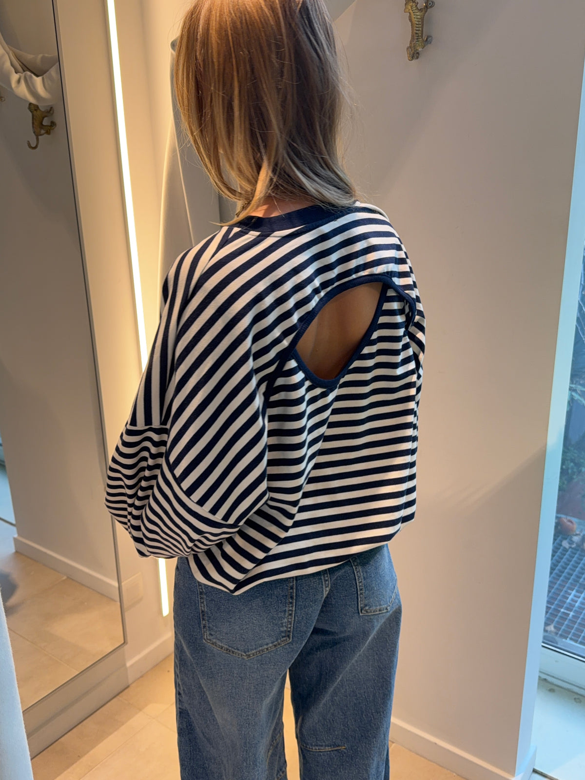 Striped Cut Out Sweater