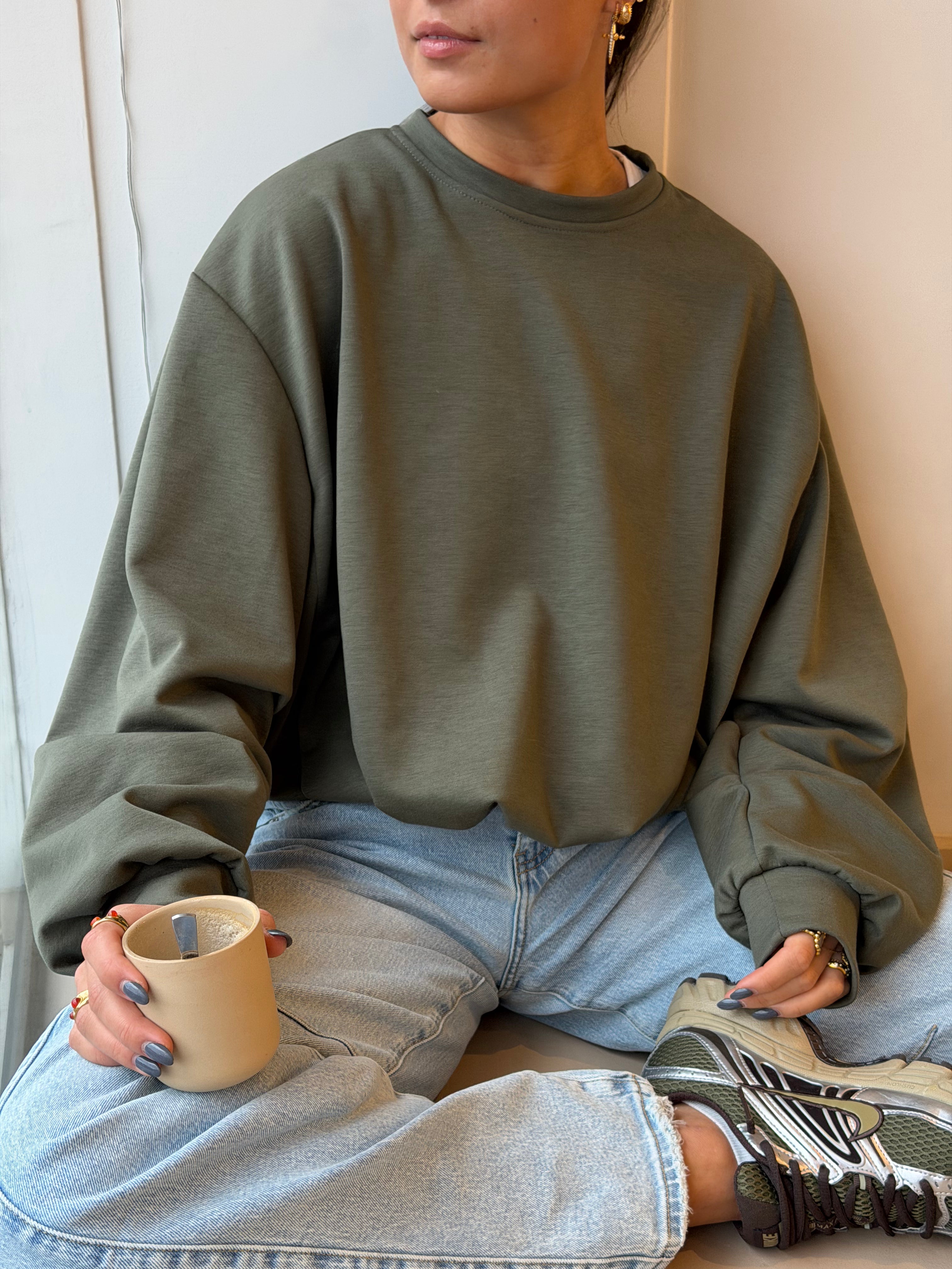 Draped Sweater Olive Green