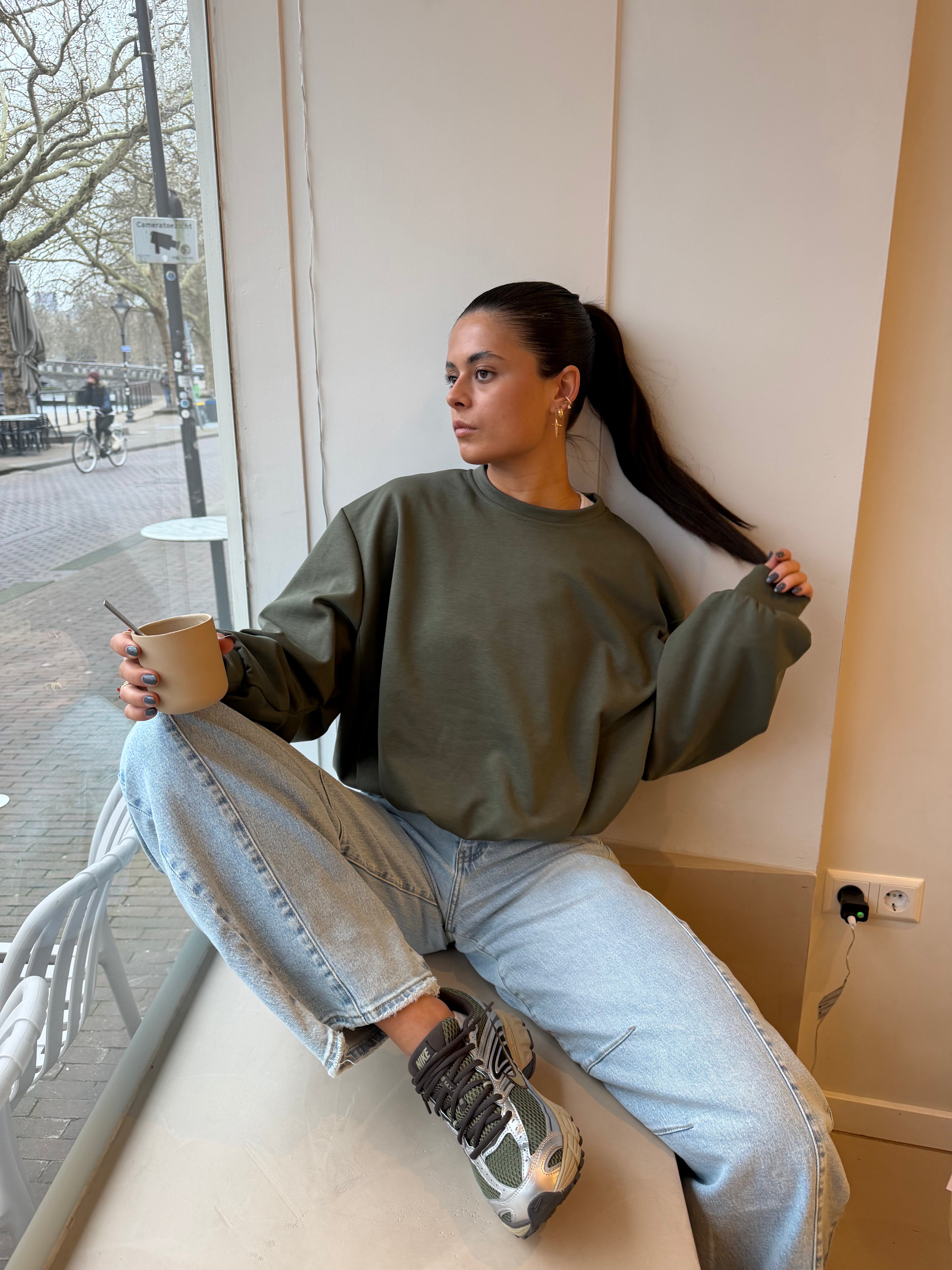 Draped Sweater Olive Green
