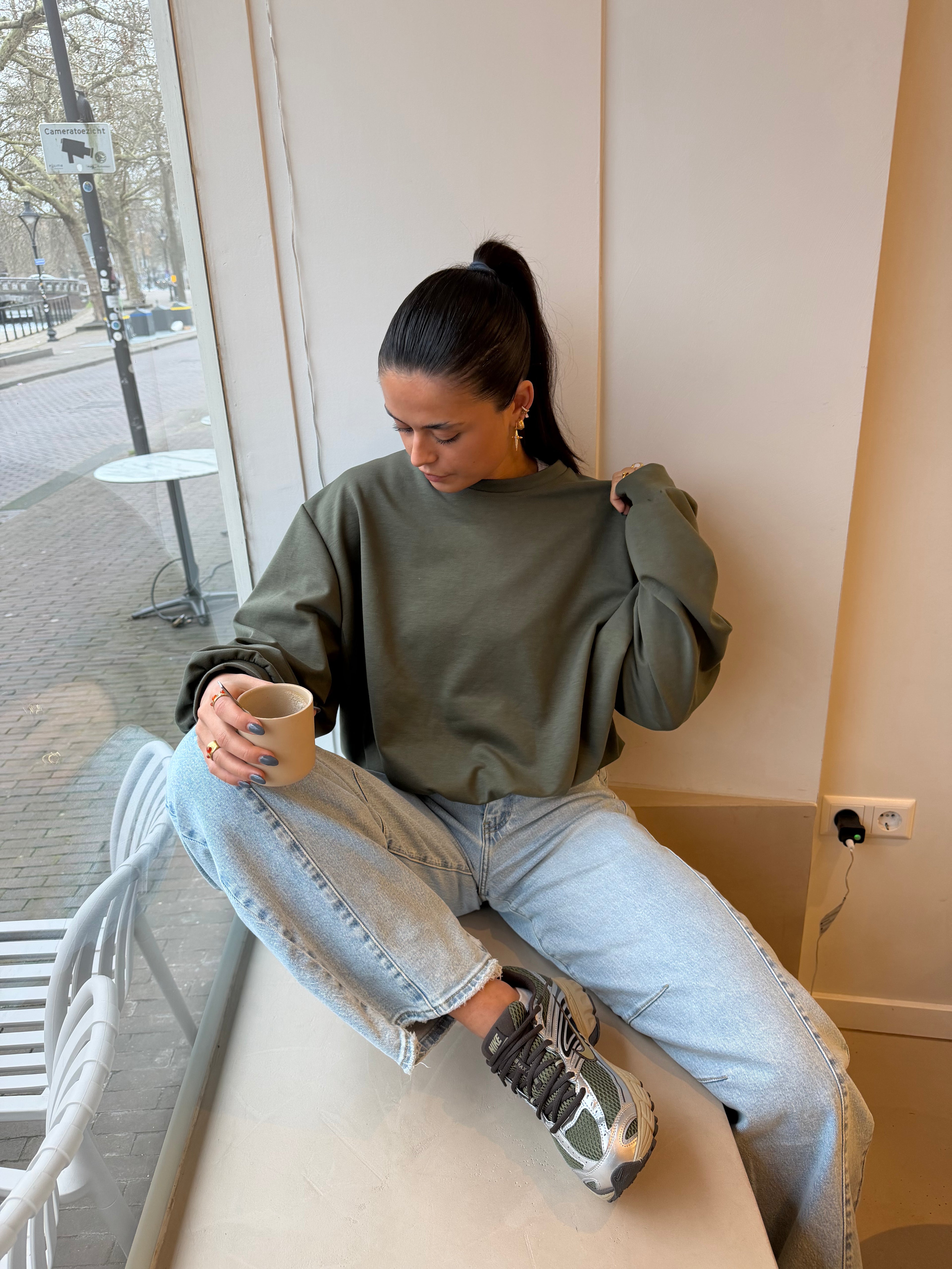 Draped Sweater Olive Green