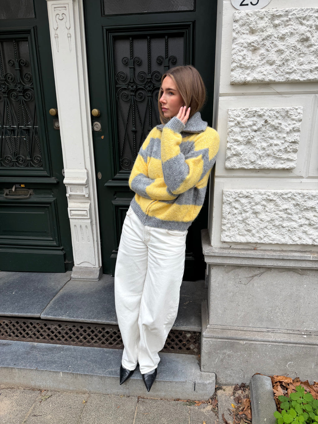 Knitted Vest Grey Yellow