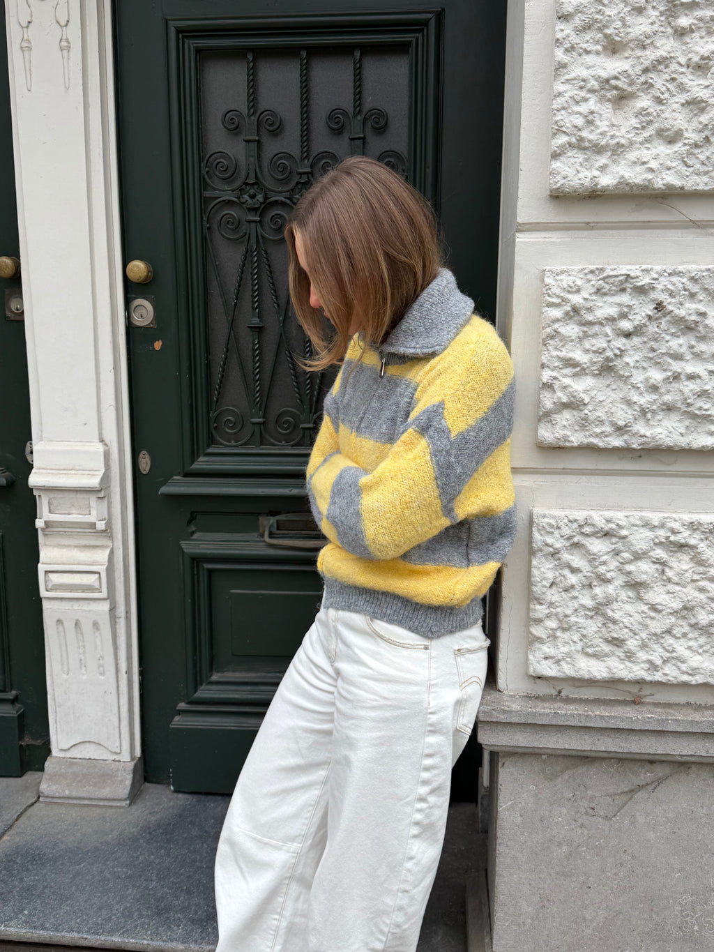 Knitted Vest Grey Yellow