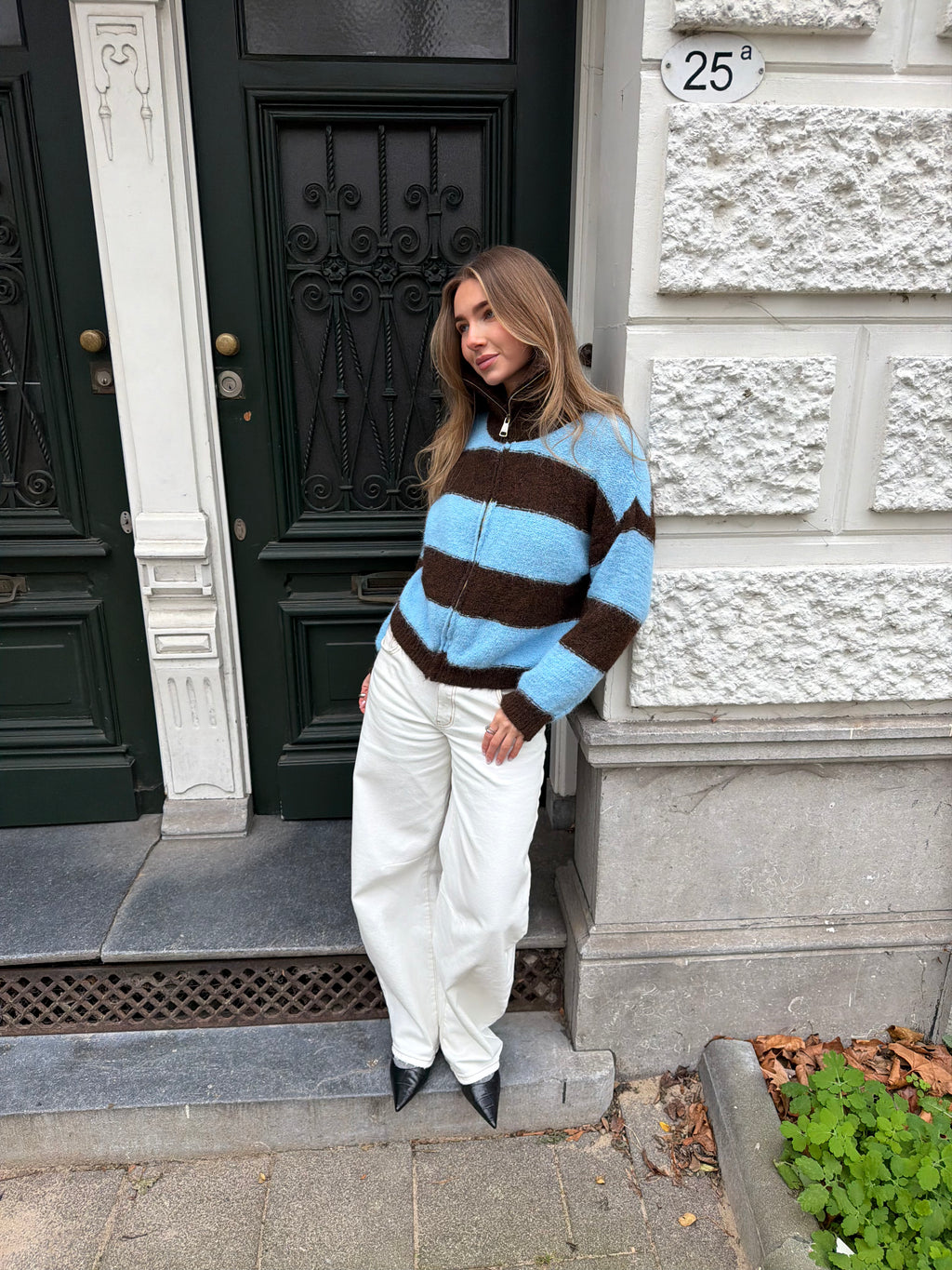Knitted Vest Brown Blue